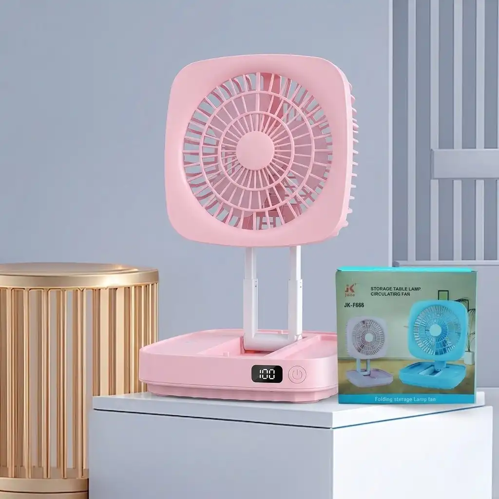 Rechargeable Soft Light Desktop Silent Foldable Electric Table Fan (JK-F666)